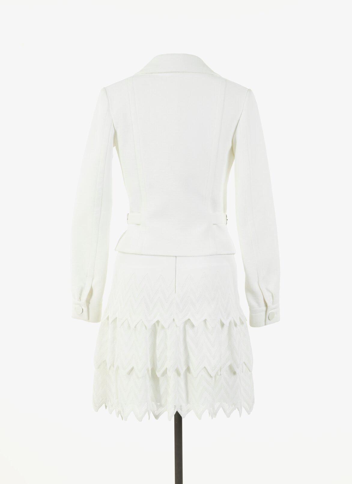 SHORT SKIRT ZIG ZAG VOLANT OPTICAL WHITE ALAÏA WHITE  SHORT SKIRT ZIG ZAG VOLANT OPTICAL WHITE